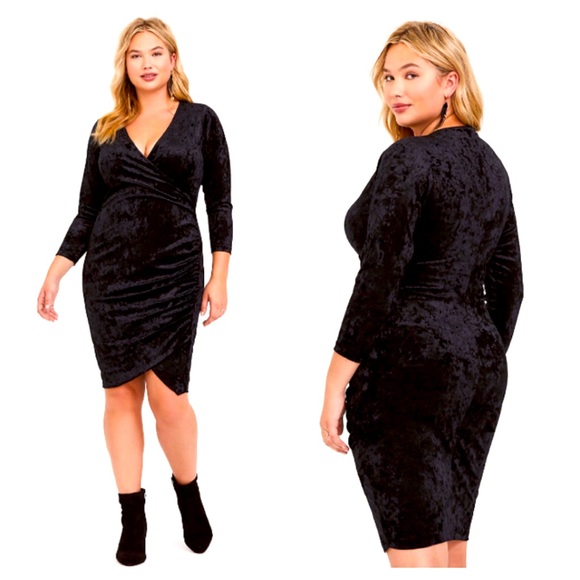 torrid Dresses & Skirts - Torrid black velvet bodycon dress size 2